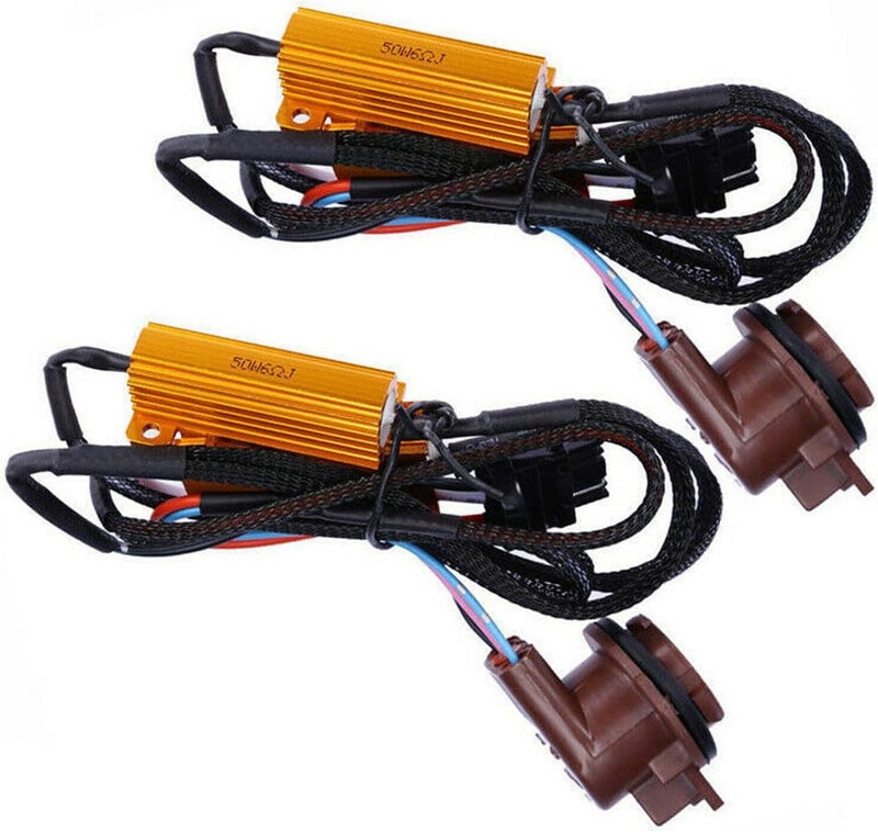 SLIMI 2 PCS Car 3157 Brake Light Resistor Decoders, 50W 6 Ohm LED Resistor Load Harness Decoders, Turn Signal Error Decoding Harness, for T20/3157/4157 Light Bulb (Multicolored) - Image 1